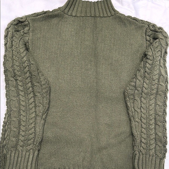 Olive Green Cable Knit Sweater - Picture 2 of 3
